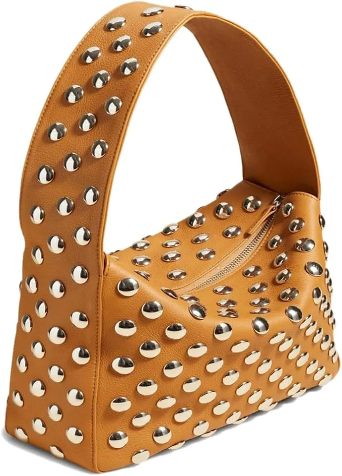 Studded Handbag for Women - Black Punk Shoulder Bag 90s 2000s Vegan Fall Fashion Trendy Purse