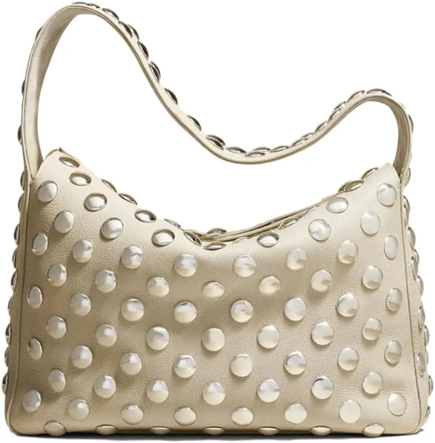 Studded Handbag for Women - Black Punk Shoulder Bag 90s 2000s Vegan Fall Fashion Trendy Purse