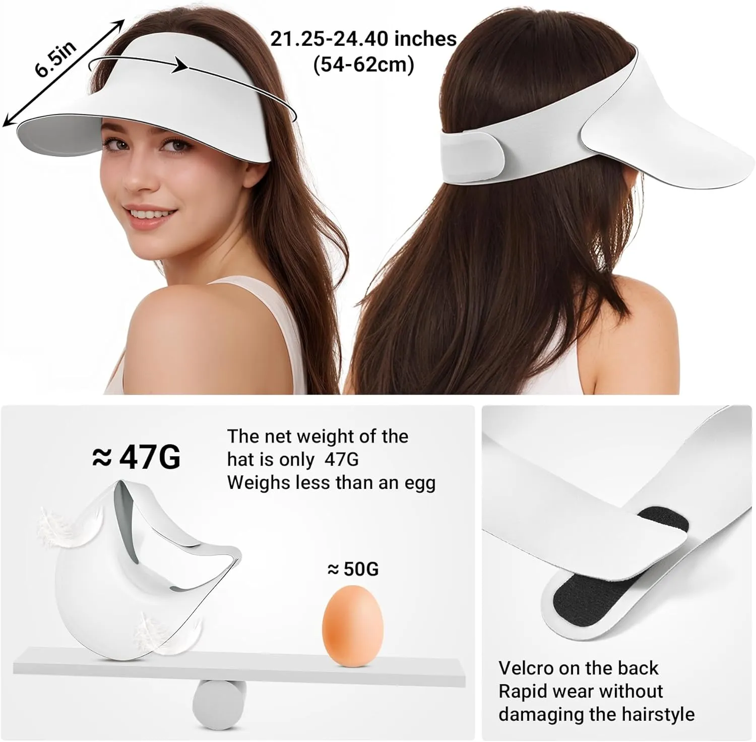 Sukeen Wide Brim Sun Visor Hat for Women,UPF50  Seamless Sun Hats Lightweight Sports Cap Foldable Ponytail Hat for Outdoor