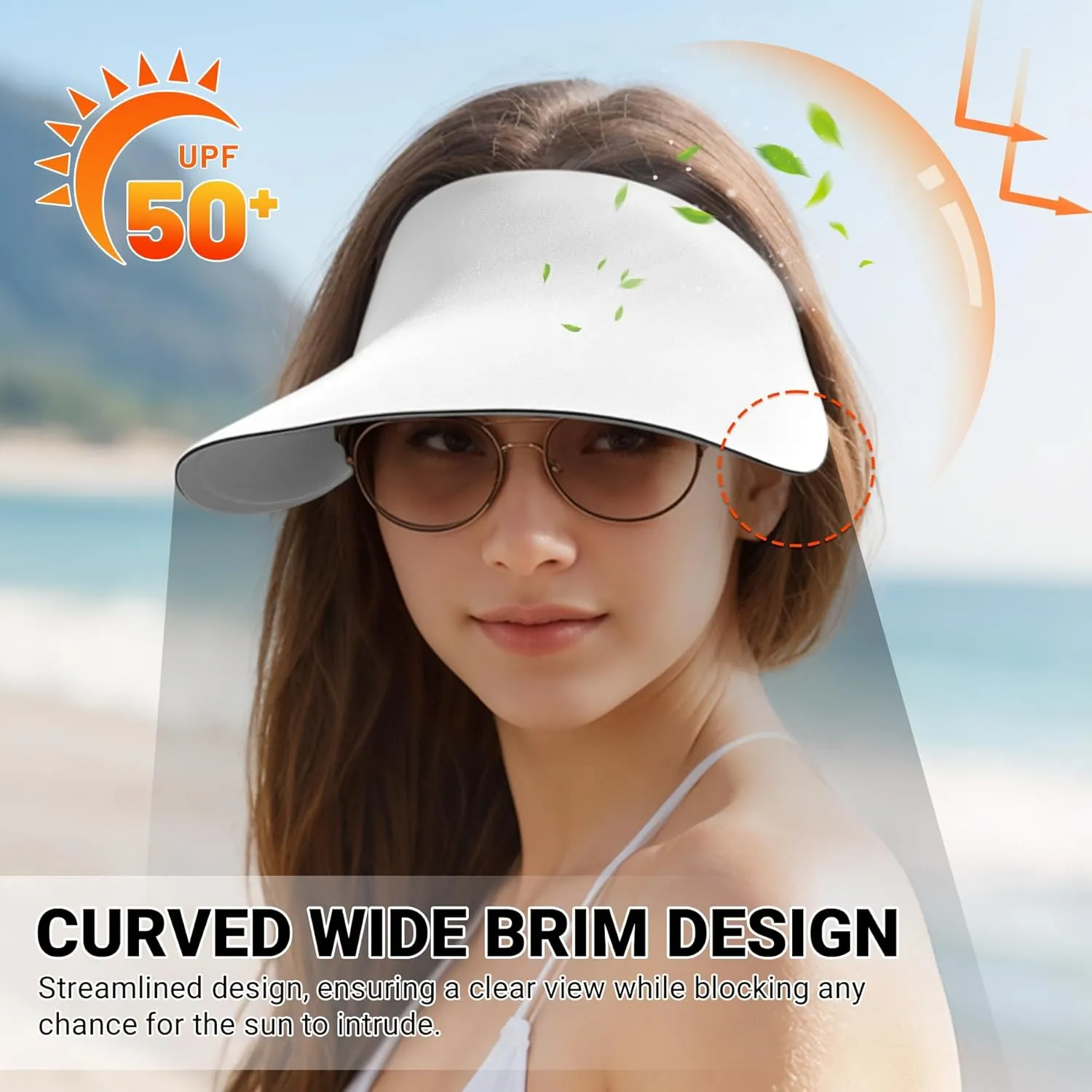 Sukeen Wide Brim Sun Visor Hat for Women,UPF50  Seamless Sun Hats Lightweight Sports Cap Foldable Ponytail Hat for Outdoor