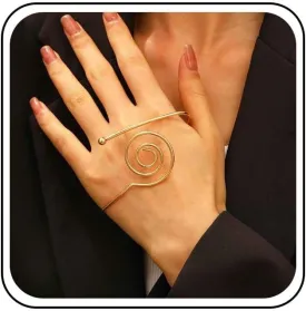 Swirl Cuff Hand Palm Bracelet Gold Swirl Cuff Bracelet Statement Metal Coil Hand Bracelet Open Bangle Adjustable Wrap Bracelet Hand Palm Cuff Bangle Bracelet