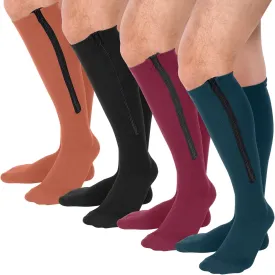 Tarpop 4 Pairs Men Zipper Compression Socks Colorful 20-30mmhg Compression Stockings with Zipper for Men Women Swelling Edema