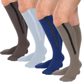 Tarpop 4 Pairs Men Zipper Compression Socks Colorful 20-30mmhg Compression Stockings with Zipper for Men Women Swelling Edema