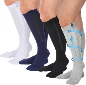 Tarpop 4 Pairs Men Zipper Compression Socks Colorful 20-30mmhg Compression Stockings with Zipper for Men Women Swelling Edema