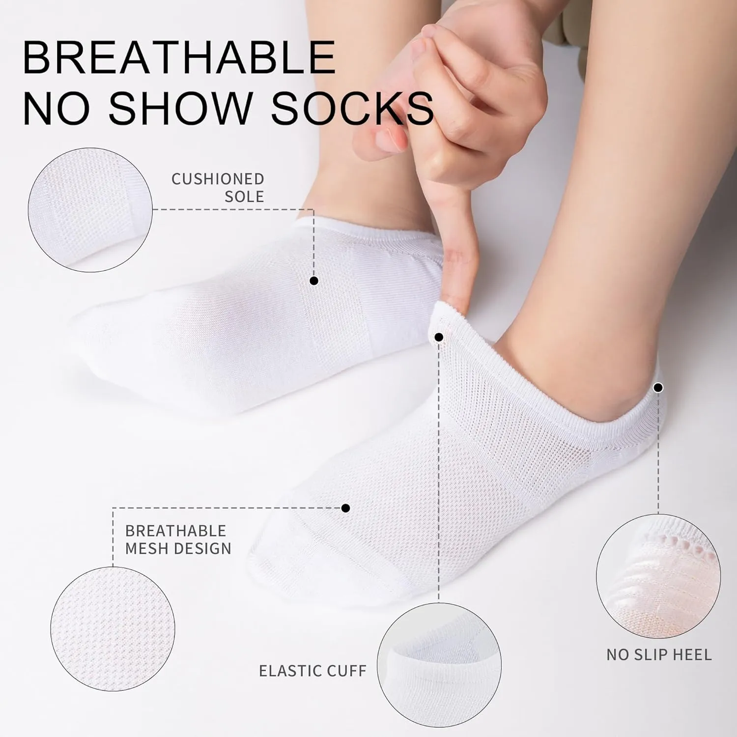 Time May Tell No Show Socks Womens 8 Pairs Non Slip Low Cut Ankle Invisible Running Casual Seamless Socks