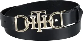 Tommy Hilfiger Women's TH Horsebit Statement Buckle Skinny Fashion Leather Belt for Jeans, Trousers and Dresses