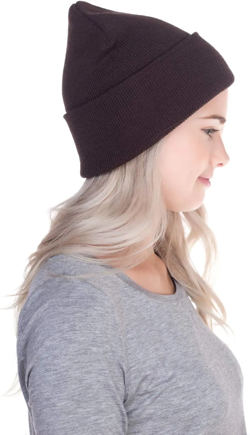 Top Level Beanie Men Women - Unisex Cuffed Plain Skull Knit Hat Cap