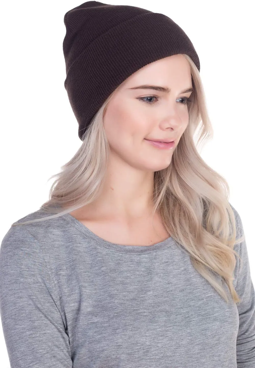Top Level Beanie Men Women - Unisex Cuffed Plain Skull Knit Hat Cap