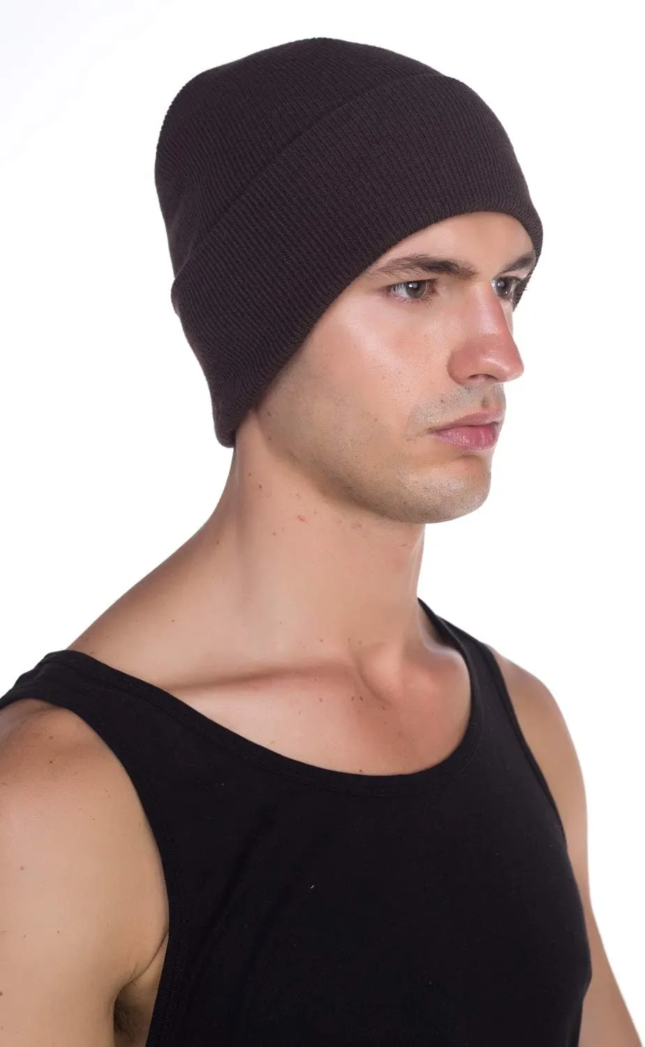 Top Level Beanie Men Women - Unisex Cuffed Plain Skull Knit Hat Cap
