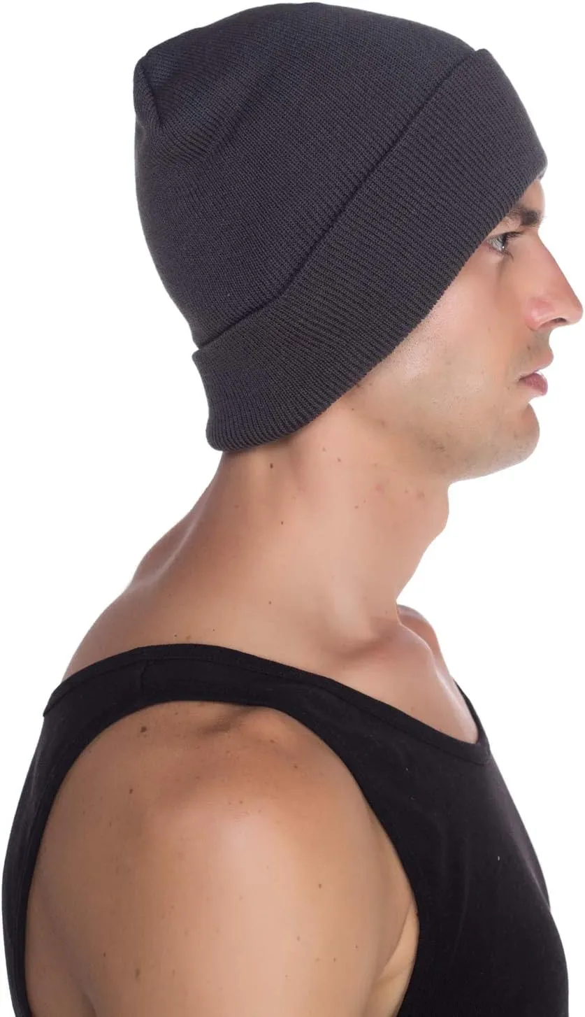 Top Level Beanie Men Women - Unisex Cuffed Plain Skull Knit Hat Cap