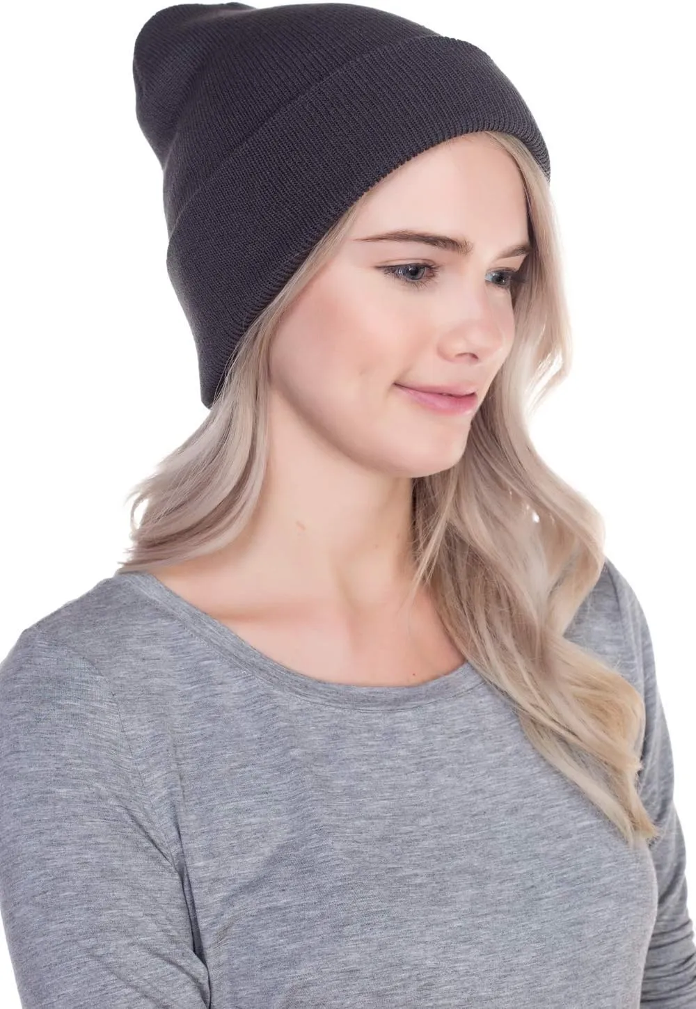 Top Level Beanie Men Women - Unisex Cuffed Plain Skull Knit Hat Cap