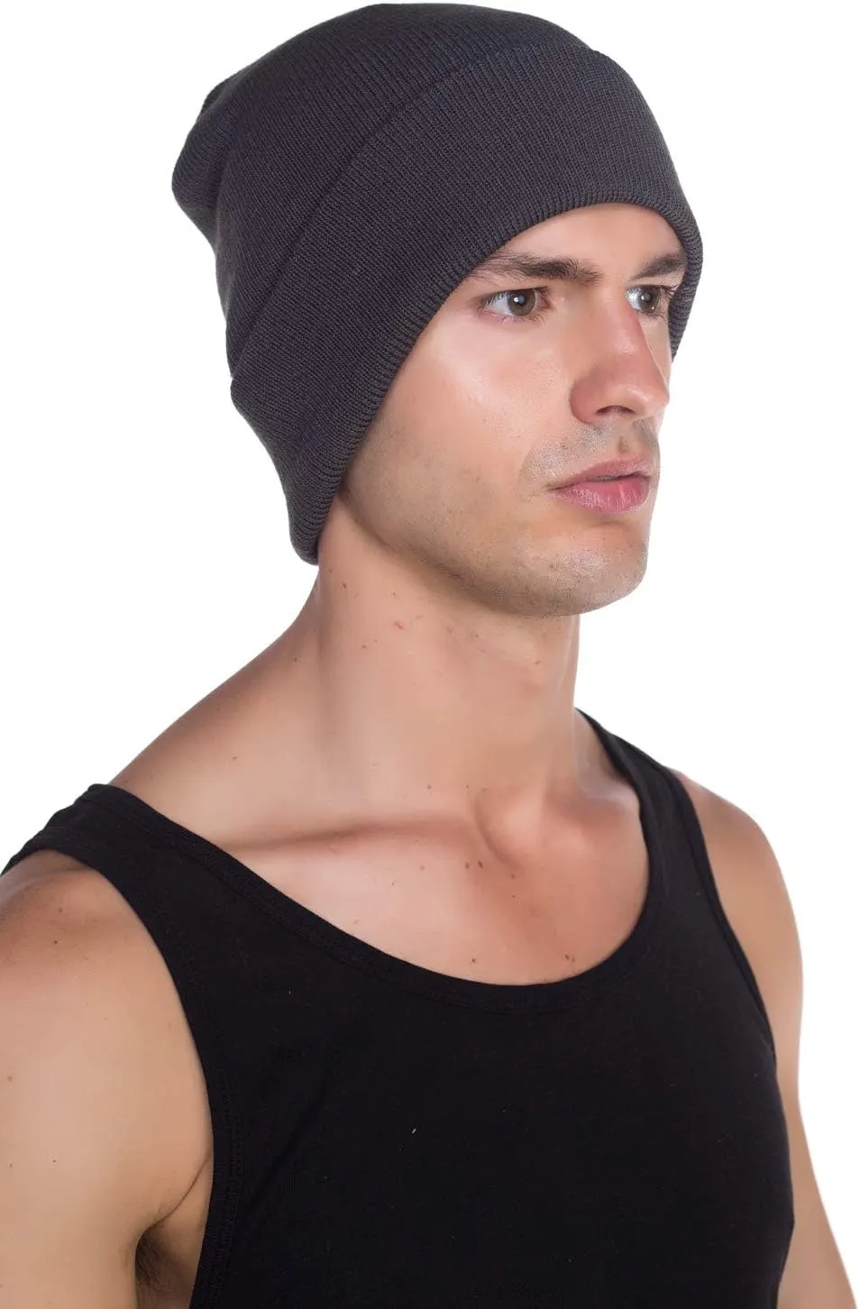 Top Level Beanie Men Women - Unisex Cuffed Plain Skull Knit Hat Cap