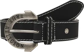 True Religion Belts for Women Womens Belts for Jeans Black Belt Engraved Horseshoe Buckle