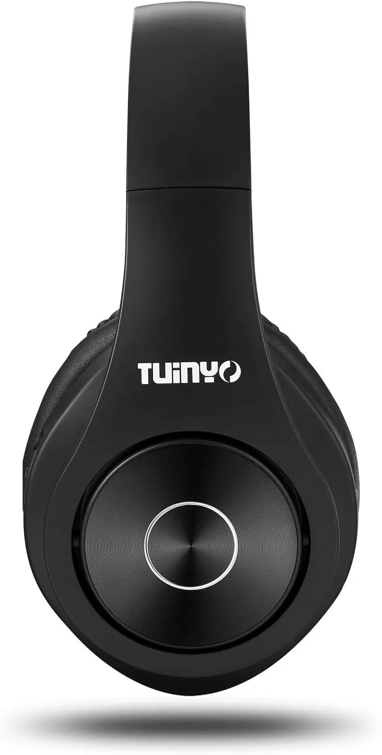 TUINYO Wireless Headphones Over Ear, Bluetooth Headphones with Microphone, Foldable Stereo Wireless Headsetfor Travel Work TV PC Cellphone-Black
