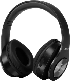 TUINYO Wireless Headphones Over Ear, Bluetooth Headphones with Microphone, Foldable Stereo Wireless Headsetfor Travel Work TV PC Cellphone-Black