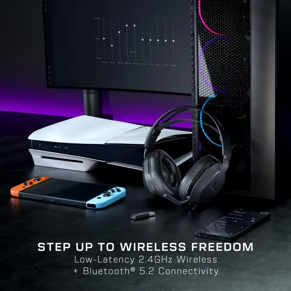 Turtle Beach Stealth 500 Wireless Amplified Gaming Headset for PS5, PS4, PC, Nintendo Switch, & Mobile  40-Hr Battery, Bluetooth, Memory Foam Cushions, Flip-to-Mute Mic, EQ Presets  Black (Renewed)