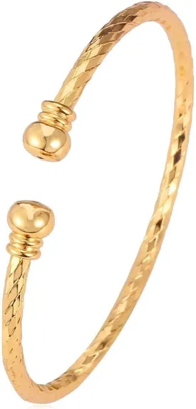 U7 Unisex Simple Cuff Bracelet 18K Real Gold Platinum Plated Fine Bracelets Fashion Jewelry Open Bangle Cuff Bracelets, Twisted or Heart Style