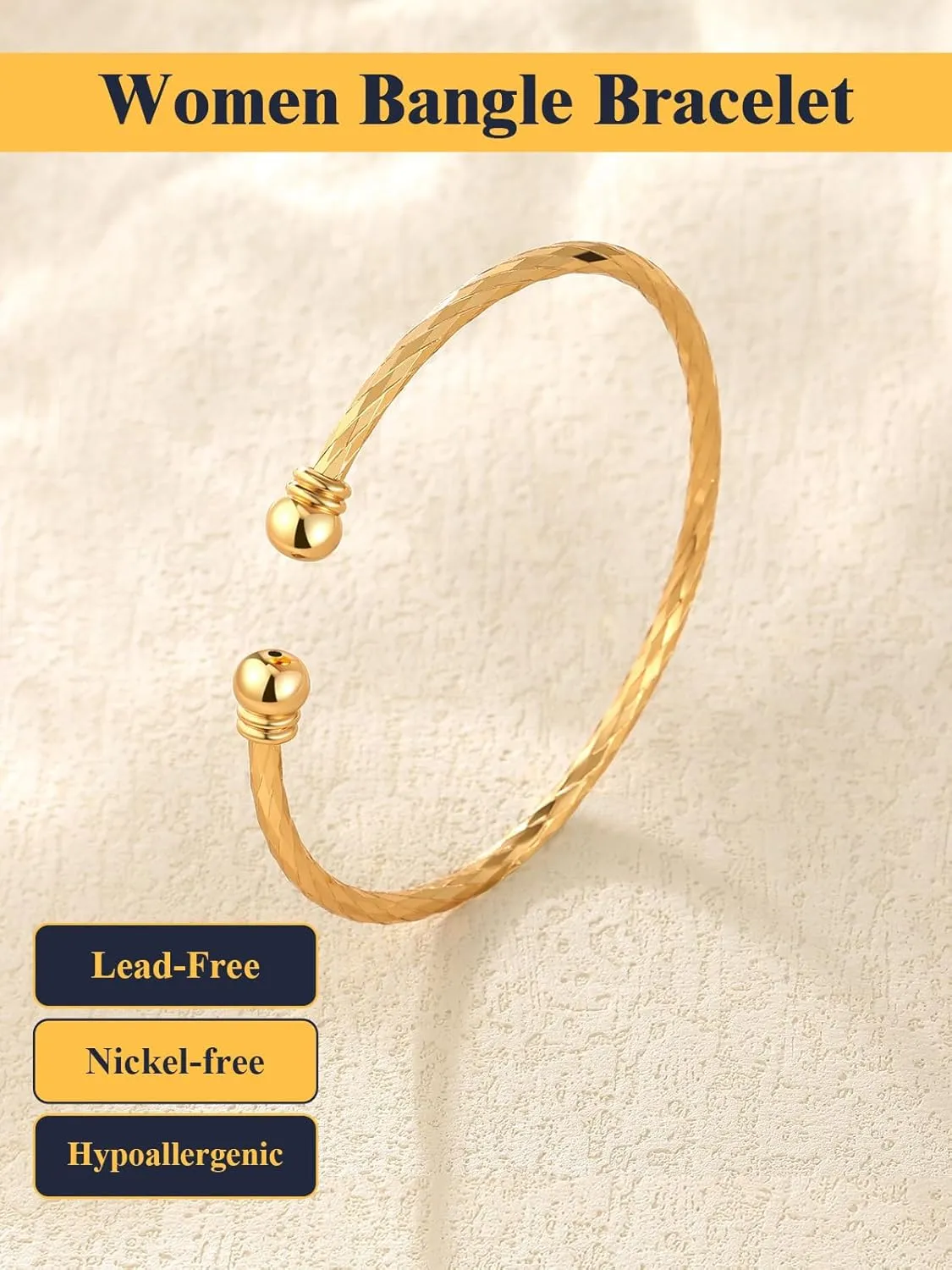 U7 Unisex Simple Cuff Bracelet 18K Real Gold Platinum Plated Fine Bracelets Fashion Jewelry Open Bangle Cuff Bracelets, Twisted or Heart Style