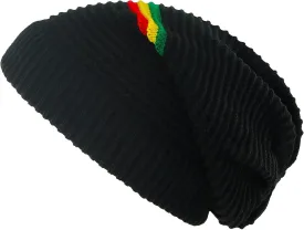 Unisex Rasta Stripe Beanies Jamaica Reggae Cap Slinky Beanie Multi-Colour Striped Slouchy Baggie Beanie Skullies Gorro Rasta Hat