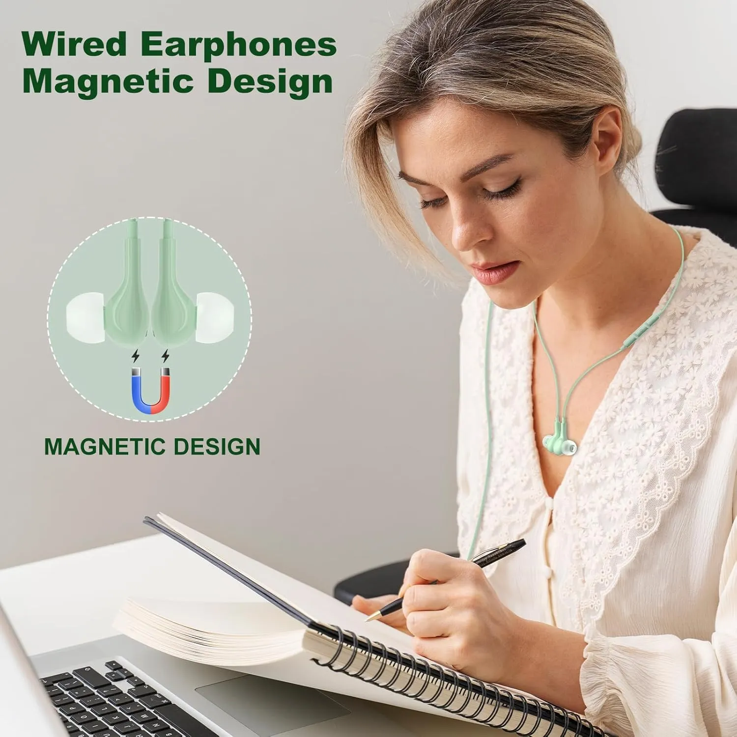 USB C Headphones for iPhone 16 Pro Max, Wired Earbuds with Mic, Volume Control, Noise Cancelling, Compatible with iPhone 15/iPad Pro/Samsung Galaxy S25/S24/S23 Ultra