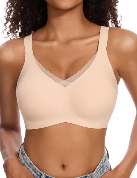 Vinfact Womens V Lace Wireless Seamless Bras No Underwire Comfort Push Up Bras Supportive Full Coverage Bralettes T Shirt Bra
