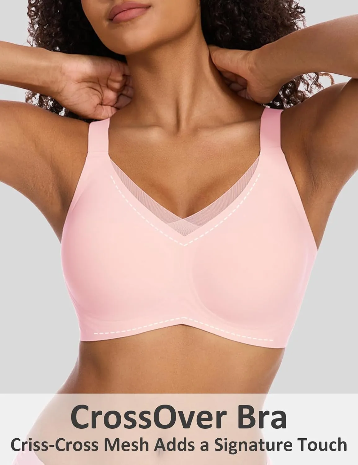 Vinfact Womens V Lace Wireless Seamless Bras No Underwire Comfort Push Up Bras Supportive Full Coverage Bralettes T Shirt Bra