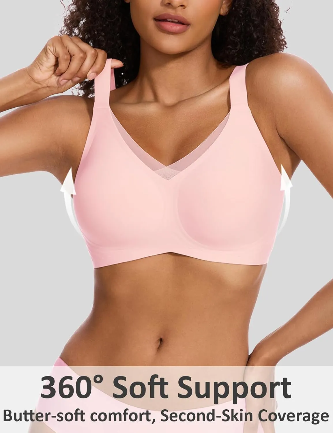 Vinfact Womens V Lace Wireless Seamless Bras No Underwire Comfort Push Up Bras Supportive Full Coverage Bralettes T Shirt Bra