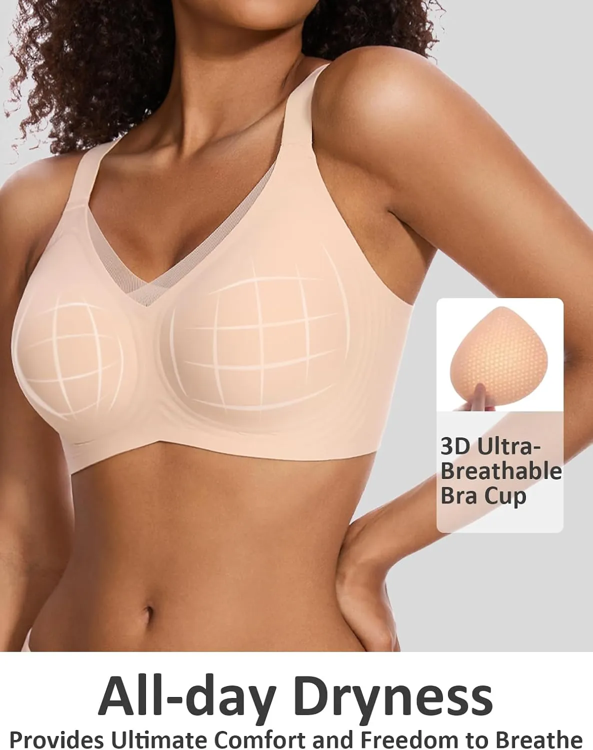 Vinfact Womens V Lace Wireless Seamless Bras No Underwire Comfort Push Up Bras Supportive Full Coverage Bralettes T Shirt Bra