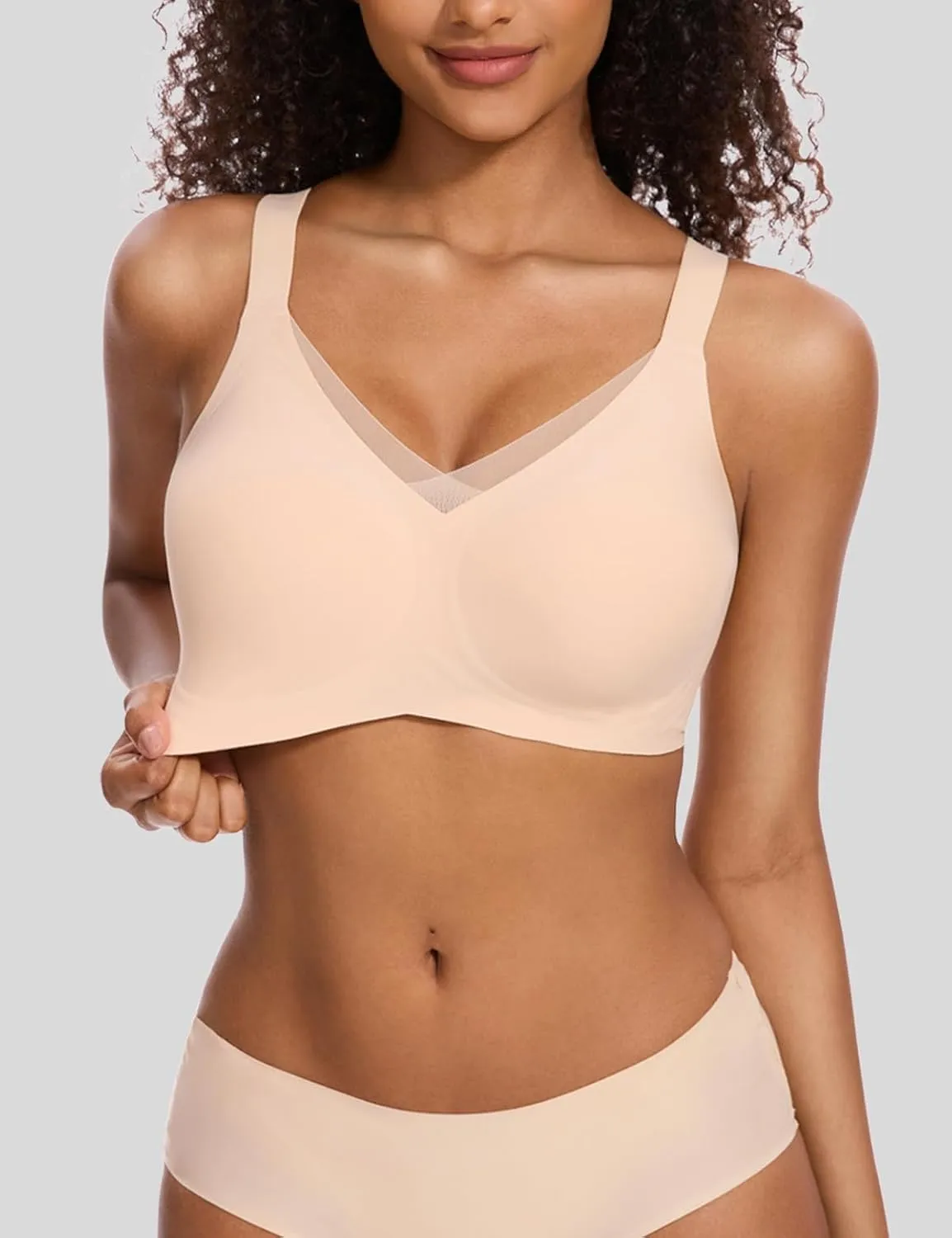 Vinfact Womens V Lace Wireless Seamless Bras No Underwire Comfort Push Up Bras Supportive Full Coverage Bralettes T Shirt Bra