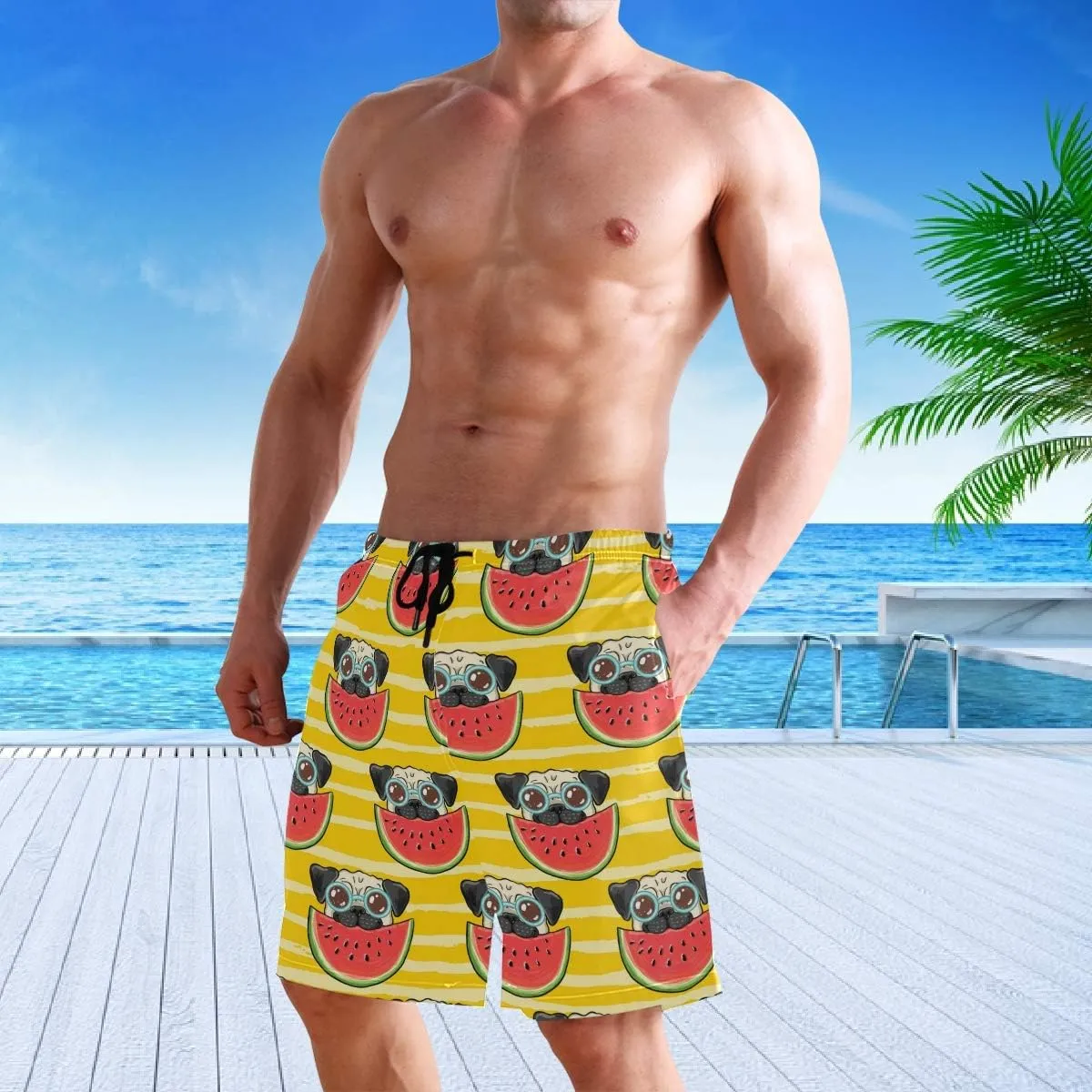 visesunny Men Swim Trunks Swimming Beach Surfing Board Shorts Swimwear Quick Dry Mesh Lining Bathing Suits with Pockets