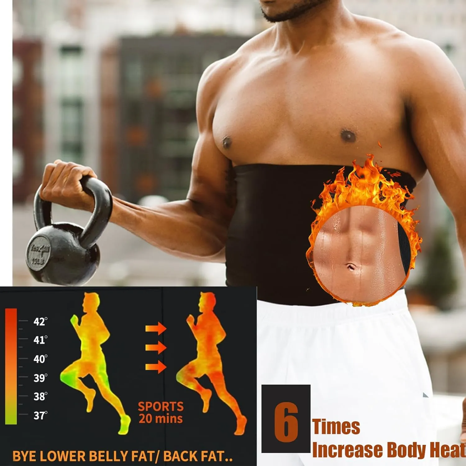 Waist Trimmer for Men Sauna Belt, Neoprene-Free Waist Cincher, Sauna Slimming Belt Sauna Sweat Workout Shaper