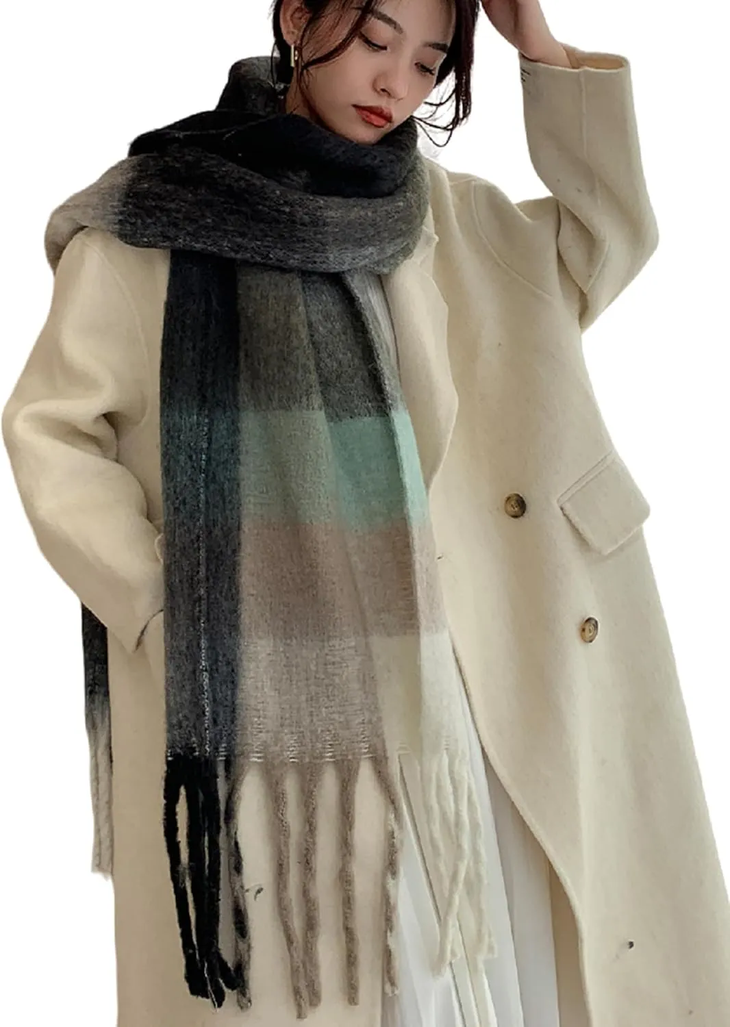 Wander Agio Winter Women Warm Scarf Long Shawl Large Scarves Cold Weather Thick Blanket Scarfs Colorful Plaid