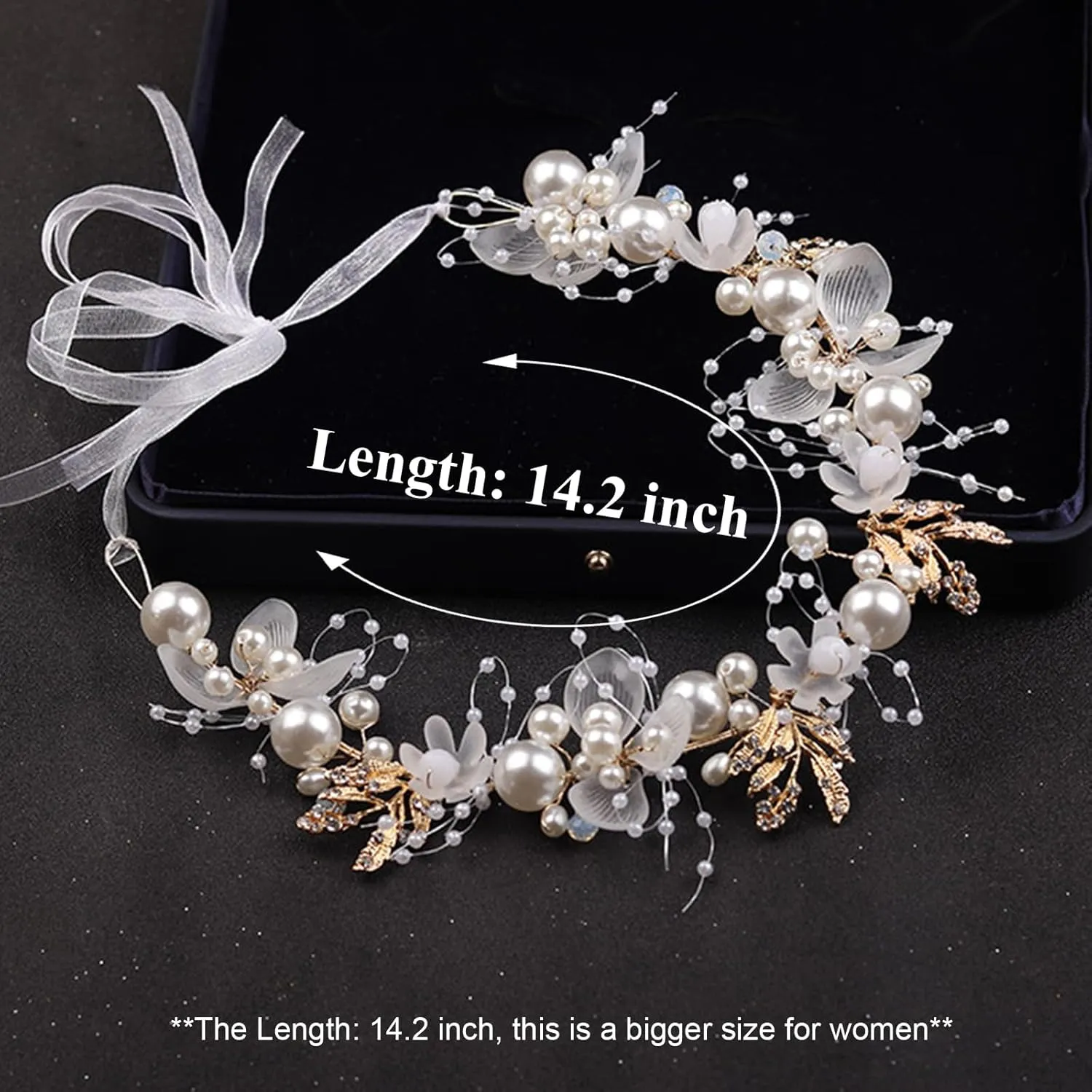 Wedding Hair Accessories for Kids, Flower Girl Accessory, Princess Headpiece White Headband Pearl and Girls Cute Bridal Band, Women's Fashion Headbands, Flower Pearl Gold