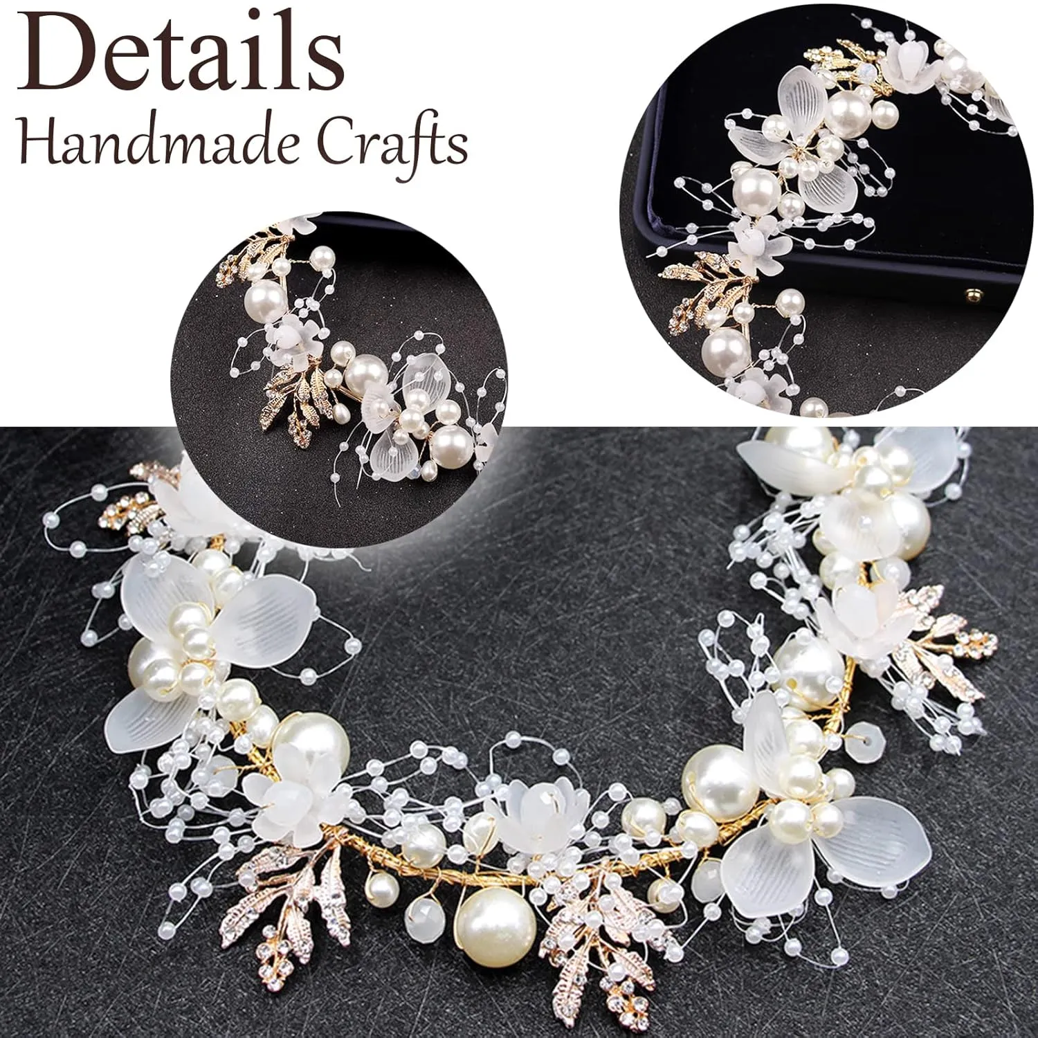 Wedding Hair Accessories for Kids, Flower Girl Accessory, Princess Headpiece White Headband Pearl and Girls Cute Bridal Band, Women's Fashion Headbands, Flower Pearl Gold
