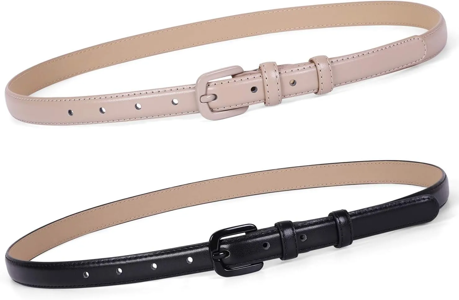 WHIPPY Women Skinny Leather Belt Thin Waist Jeans Belt for Pants in Pin Buckle Belt