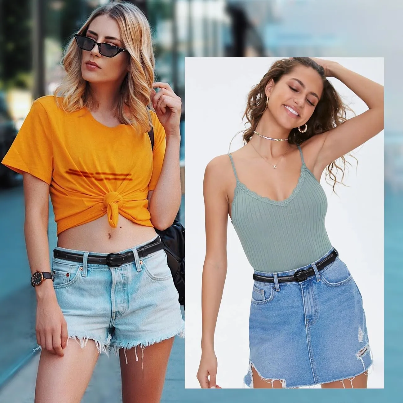 WHIPPY Women Skinny Leather Belt Thin Waist Jeans Belt for Pants in Pin Buckle Belt