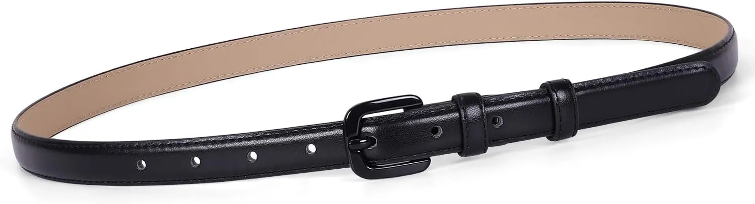 WHIPPY Women Skinny Leather Belt Thin Waist Jeans Belt for Pants in Pin Buckle Belt