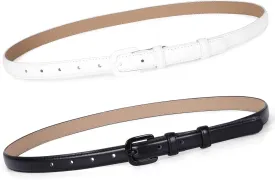 WHIPPY Women Skinny Leather Belt Thin Waist Jeans Belt for Pants in Pin Buckle Belt