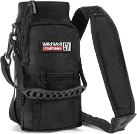 Wild Wolf Outfitters - #1 Best Water Bottle Holder for 40 oz Bottles - Carry, Protect and Insulate Your Flask with This Military Grade Carrier w/ 2 Pockets and an Adjustable Padded Shoulder Strap.