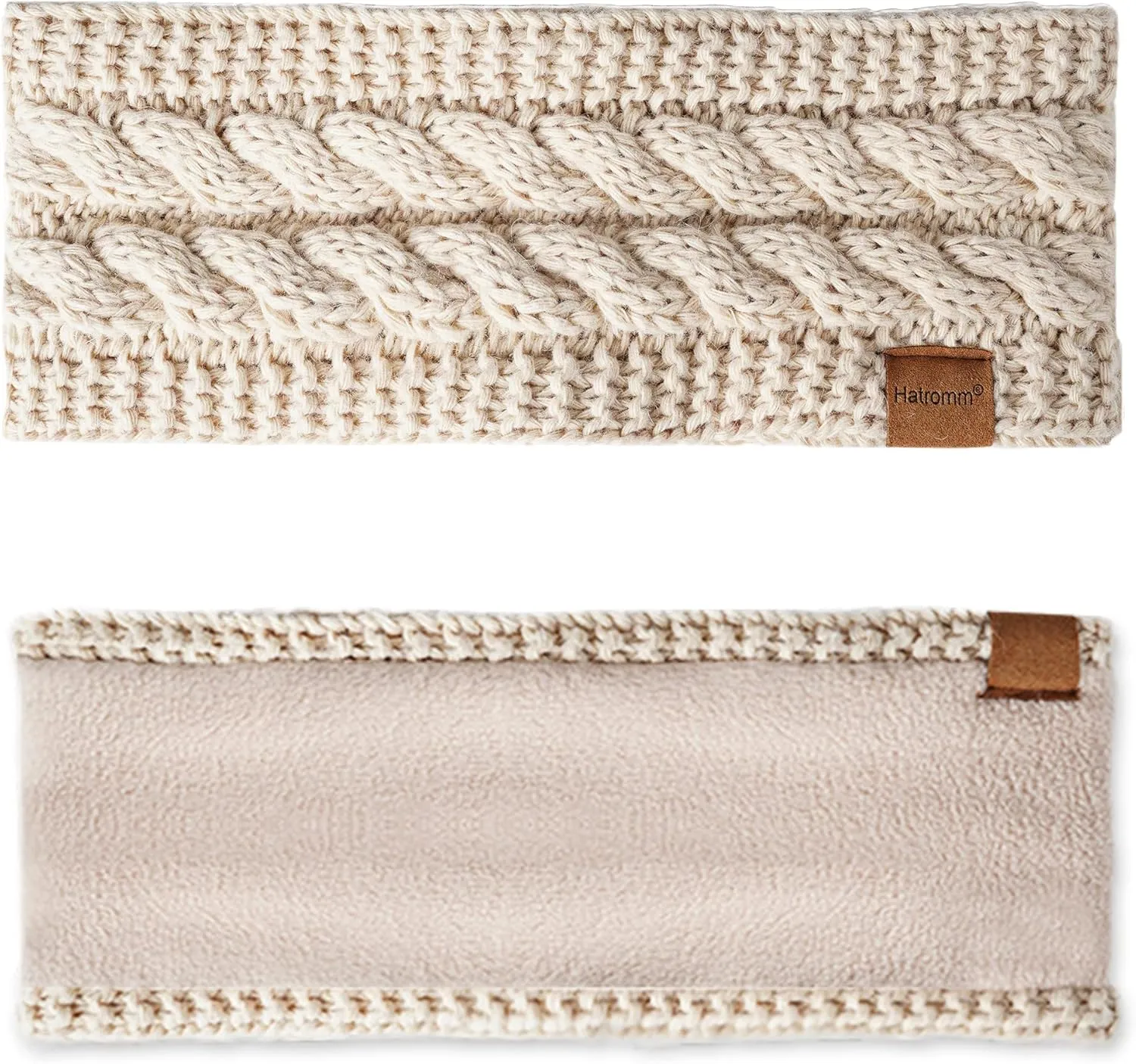 Winter Headbands for Women Wool 2 Pack, Ear Warmers for Women Headband Knit Thick Fleece Lined, Cold Weather Warm Ear Muffs