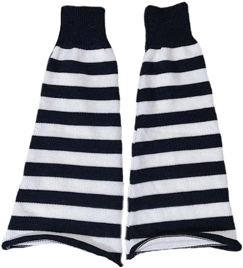 Women Girl Flared Leg Warmers Striped Knit Socks Over Knee Wide Leg Warm Knitted Pile Elephant Socks