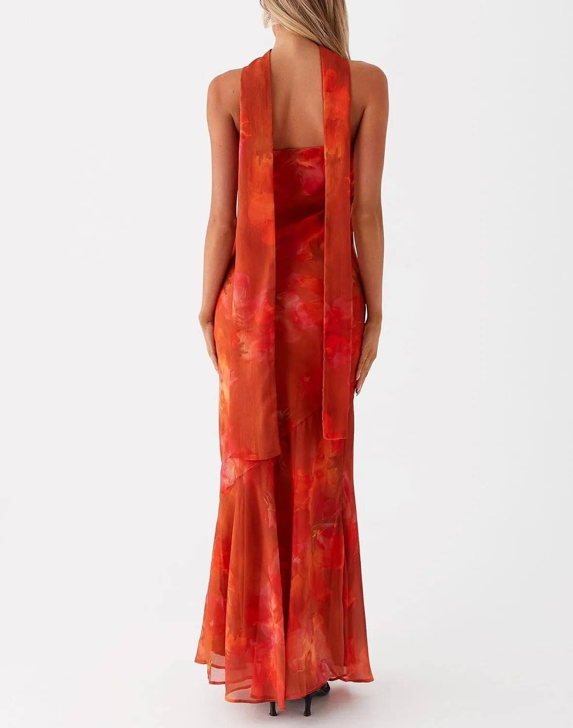 Women Strapless Floral Dress with Sarf Mesh Tube Maxi Dress Summer Cocktail Wedding Guest