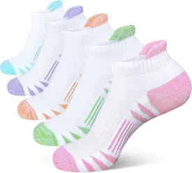 Womens Ankle Anti-blister Thick Cushioned Wicking Odor Resist Athletic Running Socks 5 Pairs