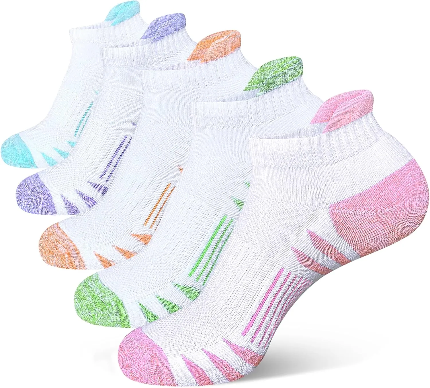 Womens Ankle Anti-blister Thick Cushioned Wicking Odor Resist Athletic Running Socks 5 Pairs
