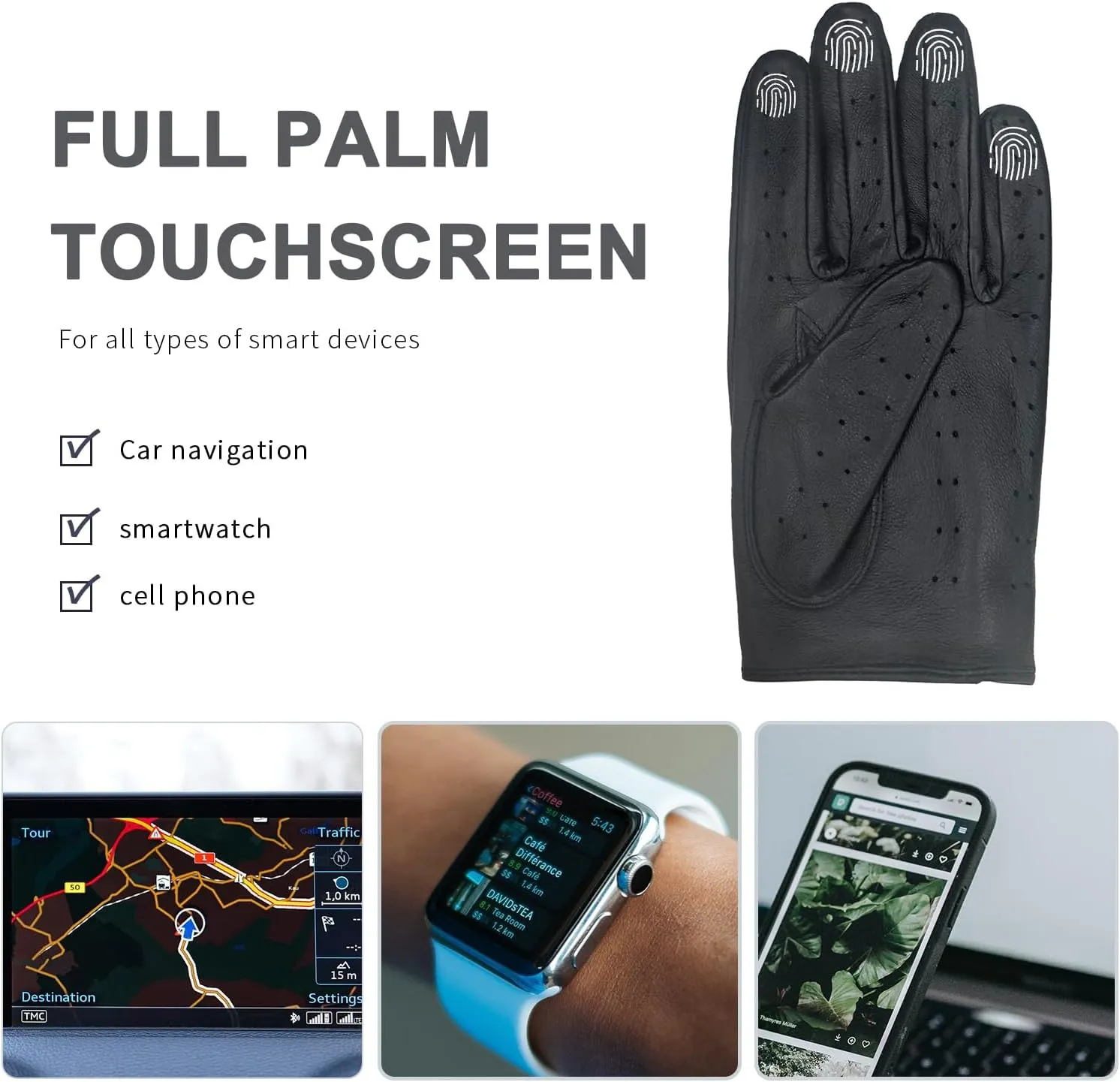 Womens Elegant Genuine Lambskin Leather Driving Gloves Unlined, Touchscreen