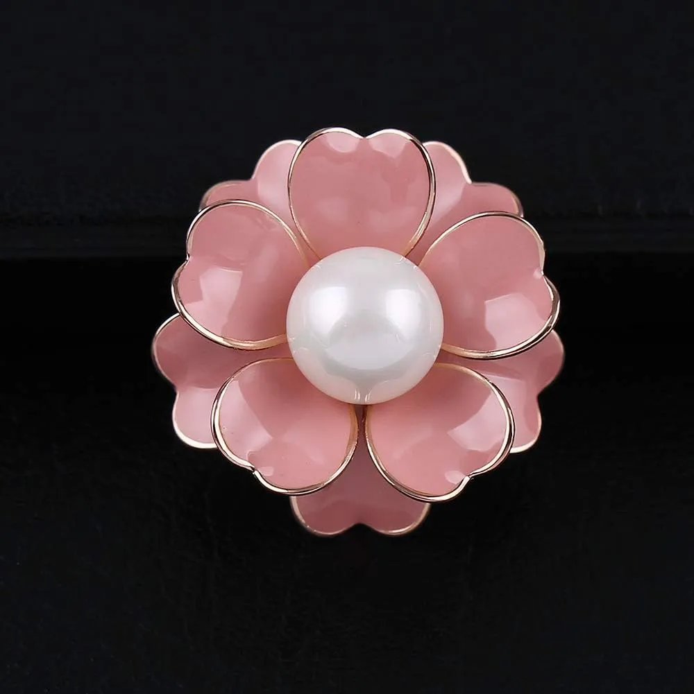 Women's Flower Pearl Enamel Brooch Pins for Ladies Jewelry