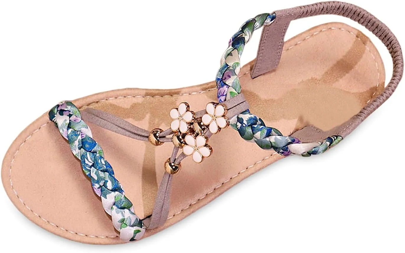 Women's Sandals Travel Summer Beach Sandals Casual Bohemia Flat Sandals Comfortable Open Toe Ankle Shoes