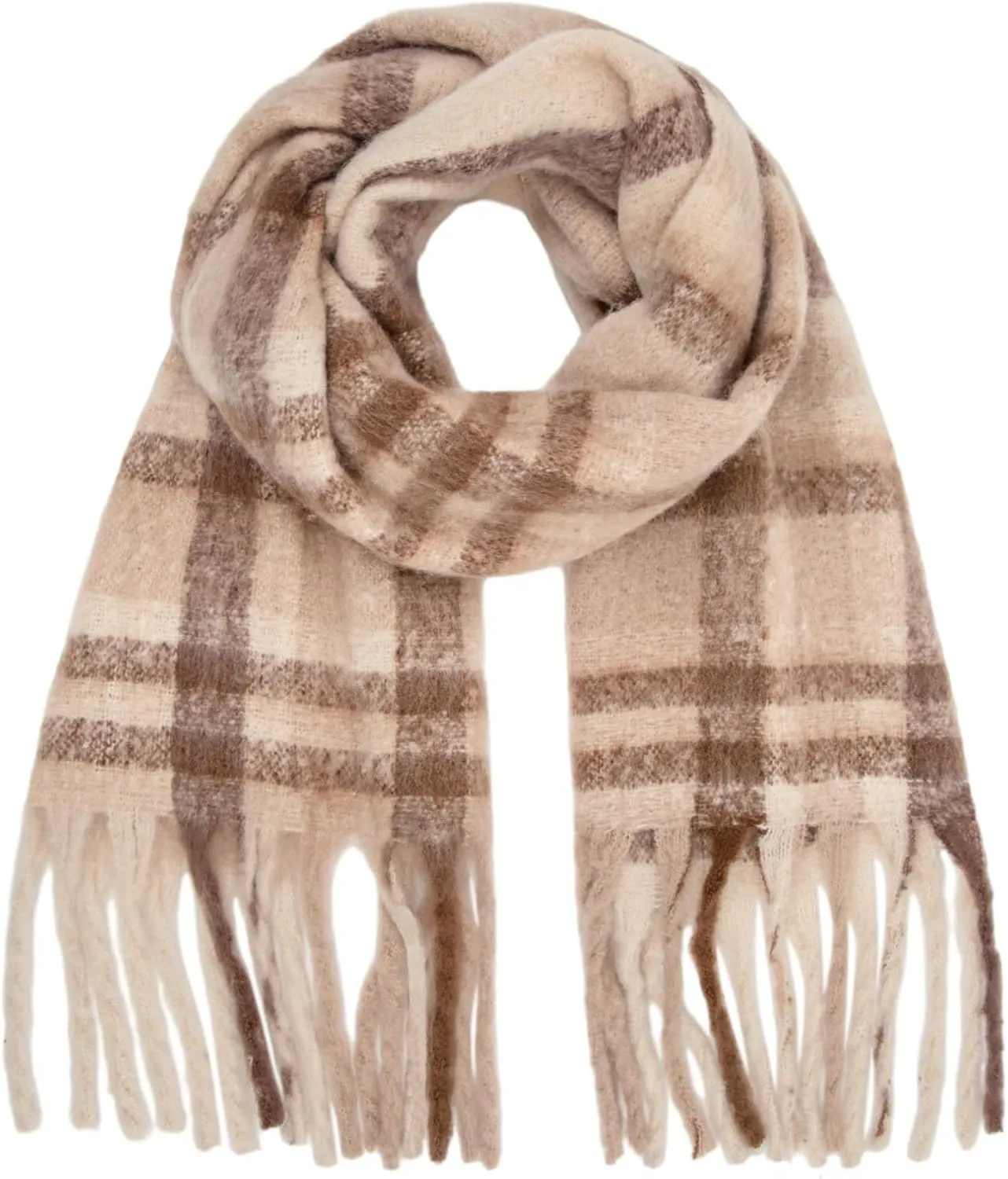Womens Scarf Winter Big Colorful Checked Thick Warm Soft Scarves Casual Tassel Blanket Scarf