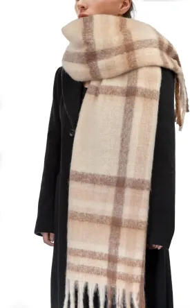 Womens Scarf Winter Big Colorful Checked Thick Warm Soft Scarves Casual Tassel Blanket Scarf