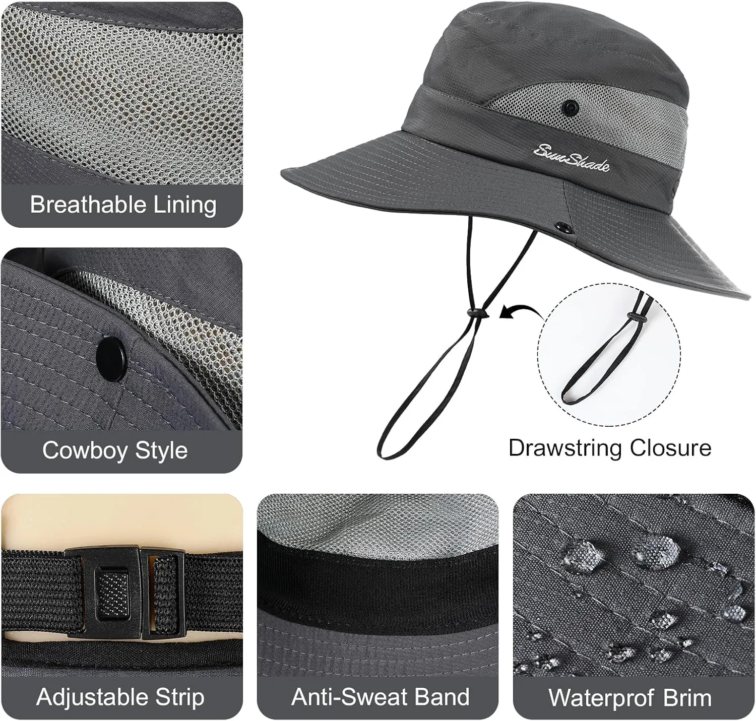 Womens Sun Hat - Sun Hats for Women with Ponytail Hole, Foldable Wide Brim Cooling Mesh Beach Fishing Hat for Outdoor